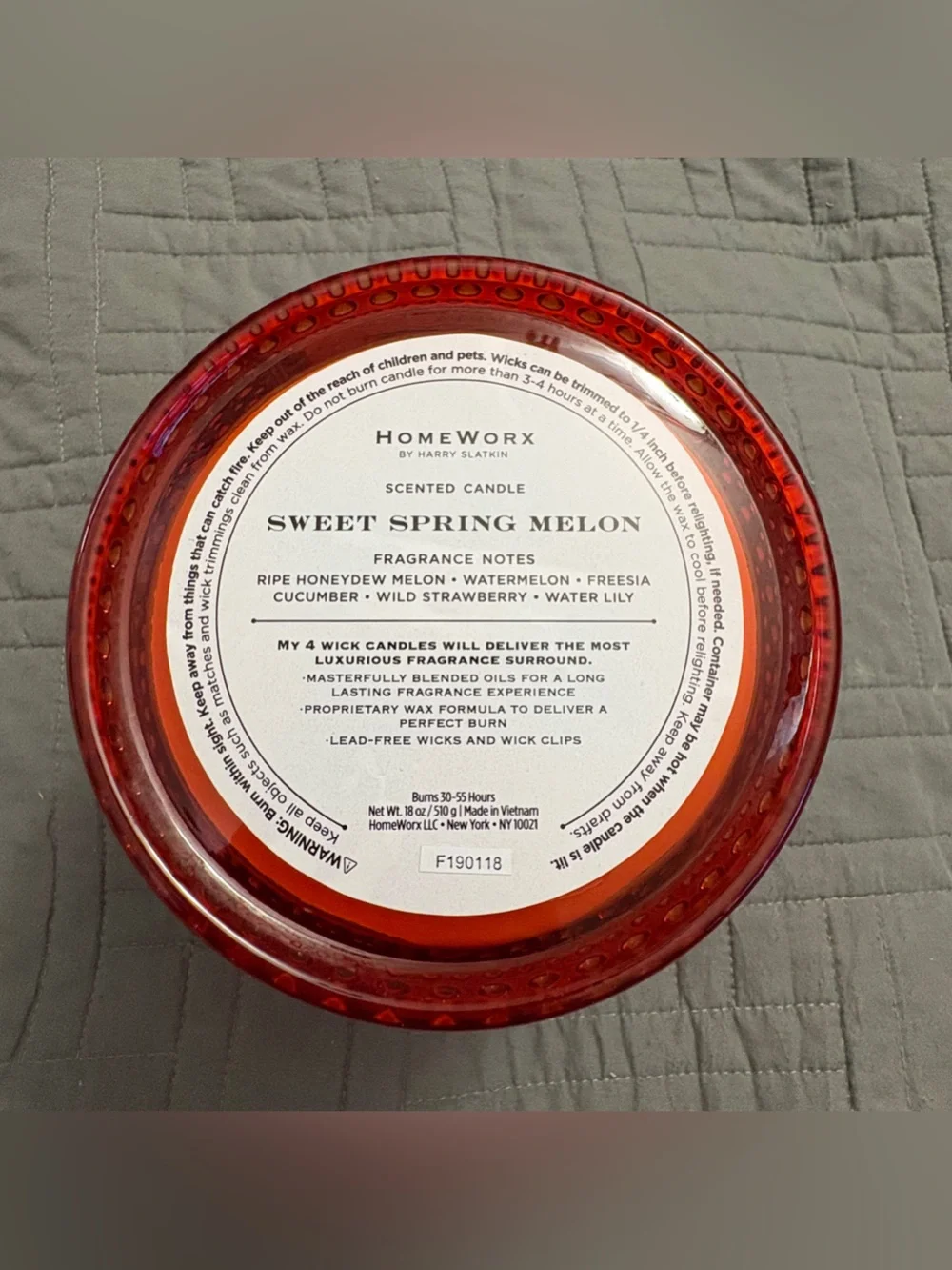 HomeWorx by Harry Slatkin Sweet Spring Melon 4 Wick 18 Oz Candle New